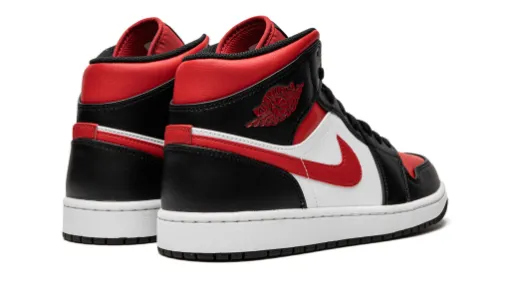 Air Jordan 1 Red Black And White Mid 'Bred Toe' Reps 