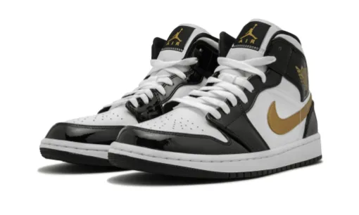 Air Jordan 1 Mid SE 'Black Gold Patent Leather' Reps