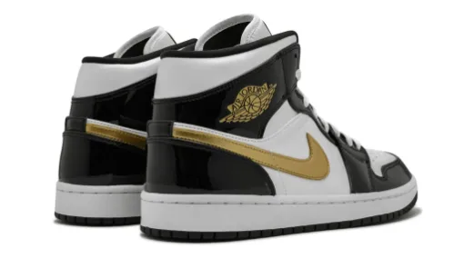 Air Jordan 1 Mid Se Men's Shoes Mid SE 'Black Gold Patent Leather' Reps 