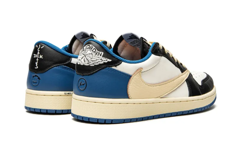 Travis Scott x Fragment x Air Jordan 1 Mid Sneakers In Mauve And Off White Retro Low 'Military Blue' Reps 