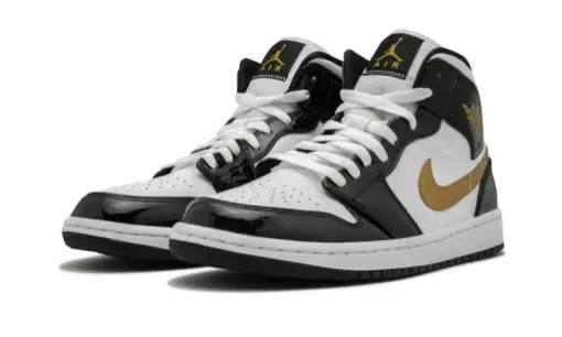 Air Jordan 1 Mid SE 'Black Gold Patent Leather' Reps 3852347