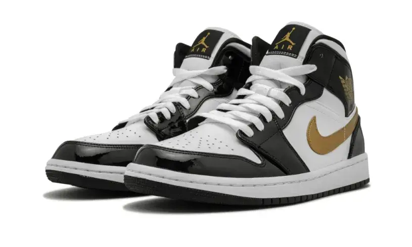 Air Jordan 1 Mid SE 'Black Gold Patent Leather' Reps 
