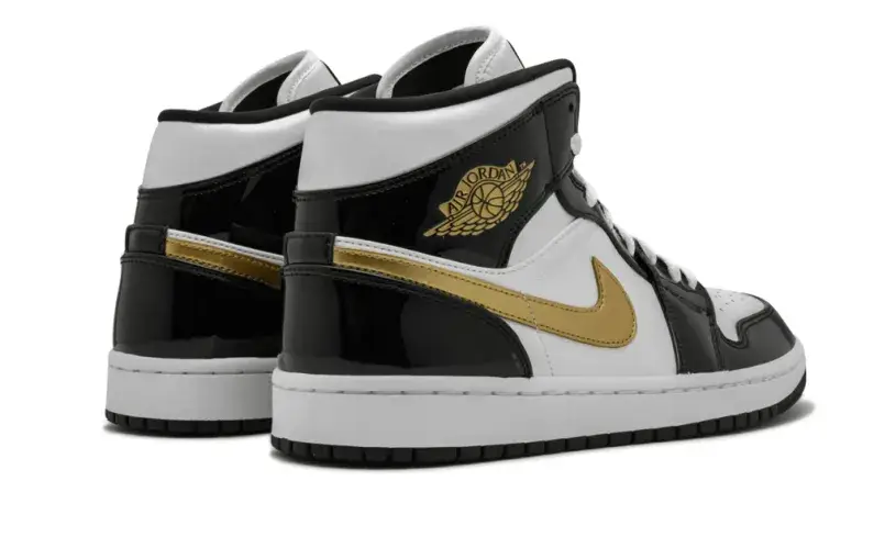 Air Jordan 1 Mid SE 'Black Gold Patent Leather' Reps 